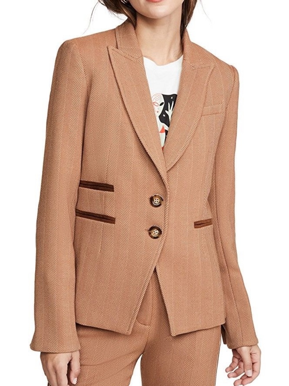 Veronica Beard Hudson Dickey Jacket Khaki Herringbone Blazer Size 6